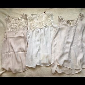3 sheer cream tank tops